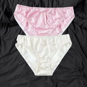 Pink and White Seamless Silk Panties